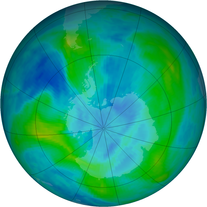 Antarctic ozone map for 11 March 1985